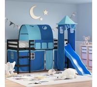 vidaXL Lit Mezzanine Enfants avec Tour, Lit Surélevé pour Enfants avec Échelle, Meuble de Rangement Chambre, Moderne, Bleu 3207097