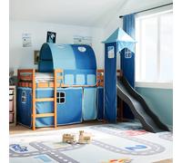 Vidaxl Lit Mezzanine Enfants Avec Tour Bleu 80x200cm Bois Pin Massif Marron