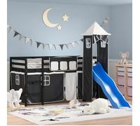 vidaXL Lit Mezzanine Enfants avec Tour, Lit Surélevé pour Enfants avec Échelle, Meuble de Rangement Chambre, Moderne, Blanc 3207069