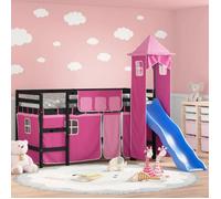 Vidaxl Lit Mezzanine Enfants Avec Tour Sans Matelas Rose 80x200 Cm