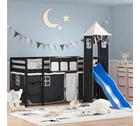 Vidaxl Lit Mezzanine Enfants Avec Tour Blanc/Noir 90x190 Cm Pin Massif Blanc