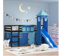 vidaXL Lit Mezzanine Enfants avec Tour, Lit Surélevé pour Enfants avec Échelle, Meuble de Rangement Chambre, Moderne, Bleu 3207070