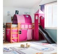 Vidaxl Lit Mezzanine Enfants Avec Tour Rose 80x200cm Bois Pin Massif