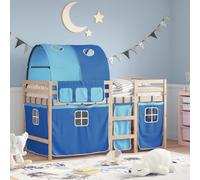 Vidaxl Lit Mezzanine Enfants Avec Tunnel Bleu 80x200cm Bois Pin Massif Marron