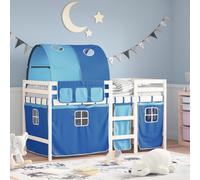 Vidaxl Lit Mezzanine Enfants Avec Tunnel Bleu 80x200cm Bois Pin Massif Marron