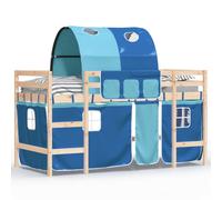 Vidaxl Lit Mezzanine Enfants Avec Tunnel Bleu 80x200cm Bois Pin Massif Marron