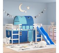 Vidaxl Lit Mezzanine Enfants Avec Tunnel Bleu 80x200cm Bois Pin Massif Marron