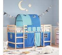 Vidaxl Lit Mezzanine Enfants Avec Tunnel Bleu 90x190cm Bois Pin Massif Marron