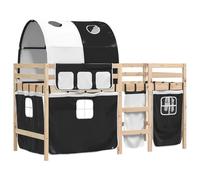 Vidaxl Lit Mezzanine Enfants Et Tunnel Blanc/Noir 90x190 Cm Pin Massif Multicolore