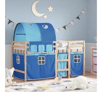 vidaXL Lit Mezzanine Enfants avec Tunnel, Lit Intermédiaire avec Rangement, Meuble de Chambre à Coucher, Moderne, Bleu 90x200cm Bois Pin Massif