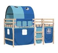 vidaXL Lit Mezzanine Enfants avec Tunnel, Lit Intermédiaire avec Rangement, Meuble de Chambre à Coucher, Moderne, Bleu 90x190 cm Bois Pin Massif
