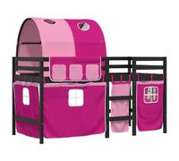 vidaXL Lit Mezzanine Enfants avec Tunnel, Lit Intermédiaire avec Rangement, Meuble de Chambre à Coucher, Moderne, Rose 90x190cm Bois Pin Massif