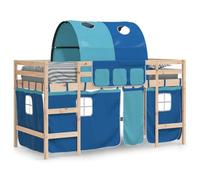 vidaXL Lit Mezzanine Enfants avec Tunnel, Lit Surélevé pour Enfants avec Échelle, Meuble de Rangement Chambre, Moderne, Bleu