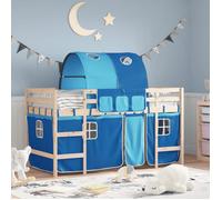 vidaXL Lit Mezzanine Enfants avec Tunnel, Lit Surélevé pour Enfants avec Échelle, Meuble de Rangement Chambre, Moderne, Bleu