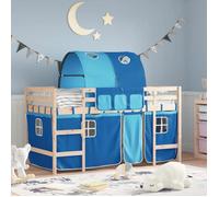 vidaXL Lit mezzanine pour enfants moderne avec tunnel, échelle et rangement – Bleu