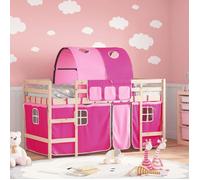 vidaXL Lit mezzanine enfants avec tunnel et échelle, meuble de rangement, moderne, rose