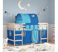 vidaXL Lit Mezzanine Enfants avec Tunnel, Lit Surélevé pour Enfants avec Échelle, Meuble de Rangement Chambre, Moderne, Bleu