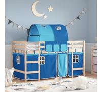 vidaXL Lit Mezzanine Enfants avec Tunnel, Lit Surélevé pour Enfants avec Échelle, Meuble de Rangement Chambre, Moderne, Bleu