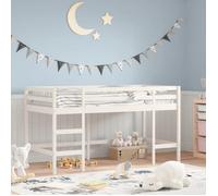 vidaXL Lit Mezzanine Enfants Échelle, Lit Surélevé pour Enfants, Meuble de Rangement Chambre, Moderne, Blanc 90x190 cm Bois 835902