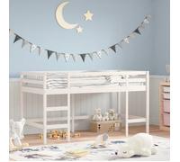 vidaXL Lit Mezzanine Enfants Échelle, Lit Surélevé pour Enfants, Meuble de Rangement Chambre, Moderne, Blanc 90x200 cm Bois 835899