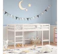 vidaXL Lit Mezzanine Enfants Échelle, Lit Surélevé pour Enfants, Meuble de Rangement Chambre, Moderne, Blanc 90x200 cm Bois 835899