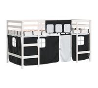 Lit Mezzanine Enfants et Rideaux Chambre Bleu 90x200 cm Bois Pin Massif vidaXL