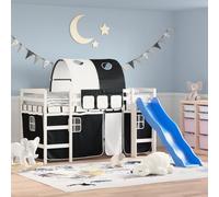 Vidaxl Lit Mezzanine Enfants Et Tunnel Blanc/Noir 80x200cm Pin Massif Multicolore