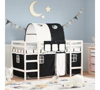 Lit Mezzanine Enfants et Tunnel Chambre Blanc Noir 80x200 cm Pin Massif vidaXL