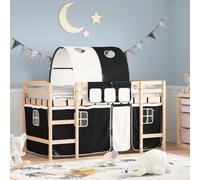 Vidaxl Lit Mezzanine Enfants Et Tunnel Blanc/Noir 90x200 Cm Pin Massif Multicolore