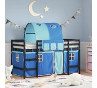 Vidaxl Lit Mezzanine Enfants Et Tunnel Bleu 90x200cm Bois Pin Massif Multicolore