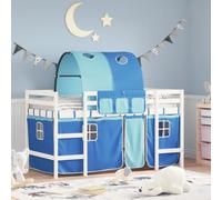 Vidaxl Lit Mezzanine Enfants Et Tunnel Bleu 90x200cm Bois Pin Massif Multicolore