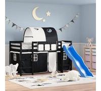 Vidaxl Lit Mezzanine Enfants Et Tunnel Blanc/Noir 80x200cm Pin Massif Multicolore