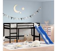 vidaXL Kinderhoogslaper met glijbaan grenenhout zwart 90x190 cm835912 Noir G