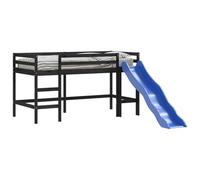 Kinderhoogslaper met glijbaan grenenhout zwart 90x190 cm835912