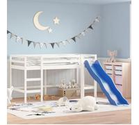 Vidaxl Lit Mezzanine Enfants Toboggan Blanc 80x200 Cm Bois Pin Massif Blanc