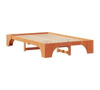 vidaXL Lit Minimaliste en Bois de pin | 135 x 190 cm, Couleur Marron ciré, Design Durable pour Les Adultes. Idéal pour Une Chambre au Look épuré, Robuste et Essentiel. Cadre de lit Flexible.