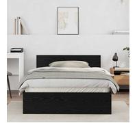 vidaXL Lit moderne en bois noir, style rustique, 120 x 190 cm, avec une tête de lit en bois solide 3376062