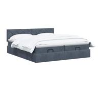 vidaXL Lit Ottoman avec Matelas 2 pc Gris foncé Velours