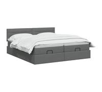 vidaXL Lit Ottoman avec Matelas 2 pcs Gris foncé Tissu,