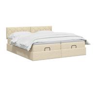 vidaXL Lit Ottoman avec Matelas avec tête de lit 2 pc Crème Tissu