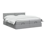 vidaXL Lit Ottoman avec Matelas avec tête de lit 2 pc Gris Clair Tissu,