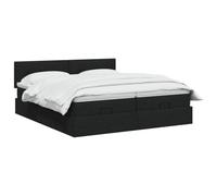 vidaXL Lit Ottoman avec Matelas avec tête de lit 2 pc Noir Tissu,
