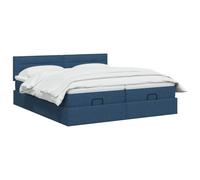vidaXL Lit Ottoman avec Matelas avec tête de lit 2 pcs Bleu Tissu,