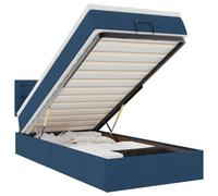 vidaXL Lit Ottoman avec Matelas Bleu 100x200 cm Tissu, lit, lit capitonné, lit Ottoman Double, lit avec Rangement, lit de Rangement sous Le lit
