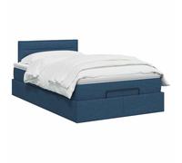 vidaXL Lit Ottoman avec Matelas Bleu 120 x 200 cm Tissu, Un lit Moderne, Cadre Pratique, Repos Confortable, Rangement, système de Sommeil pour Le Bien-être à la Maison