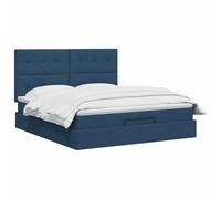 vidaXL Lit Ottoman avec Matelas Bleu 140 x 200 cm Tissu, Lit Ottoman Moderne, Rangement Ajustable, Gain de Place, Meuble stylé, Matelas Fonctionnel