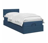 vidaXL Lit Ottoman avec Matelas Bleu 90 x 190 cm Tissu, Un lit Moderne, Cadre Pratique, Repos Confortable, Rangement, système de Sommeil pour Le Bien-être à la Maison