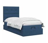 vidaXL Lit Ottoman avec Matelas Bleu 90 x 200 cm Tissu