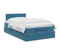 vidaXL Lit Ottoman avec Matelas Bleu foncé 120 x 200 cm Velours