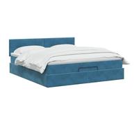 vidaXL Lit Ottoman avec Matelas Bleu foncé 140 x 190 cm Velours